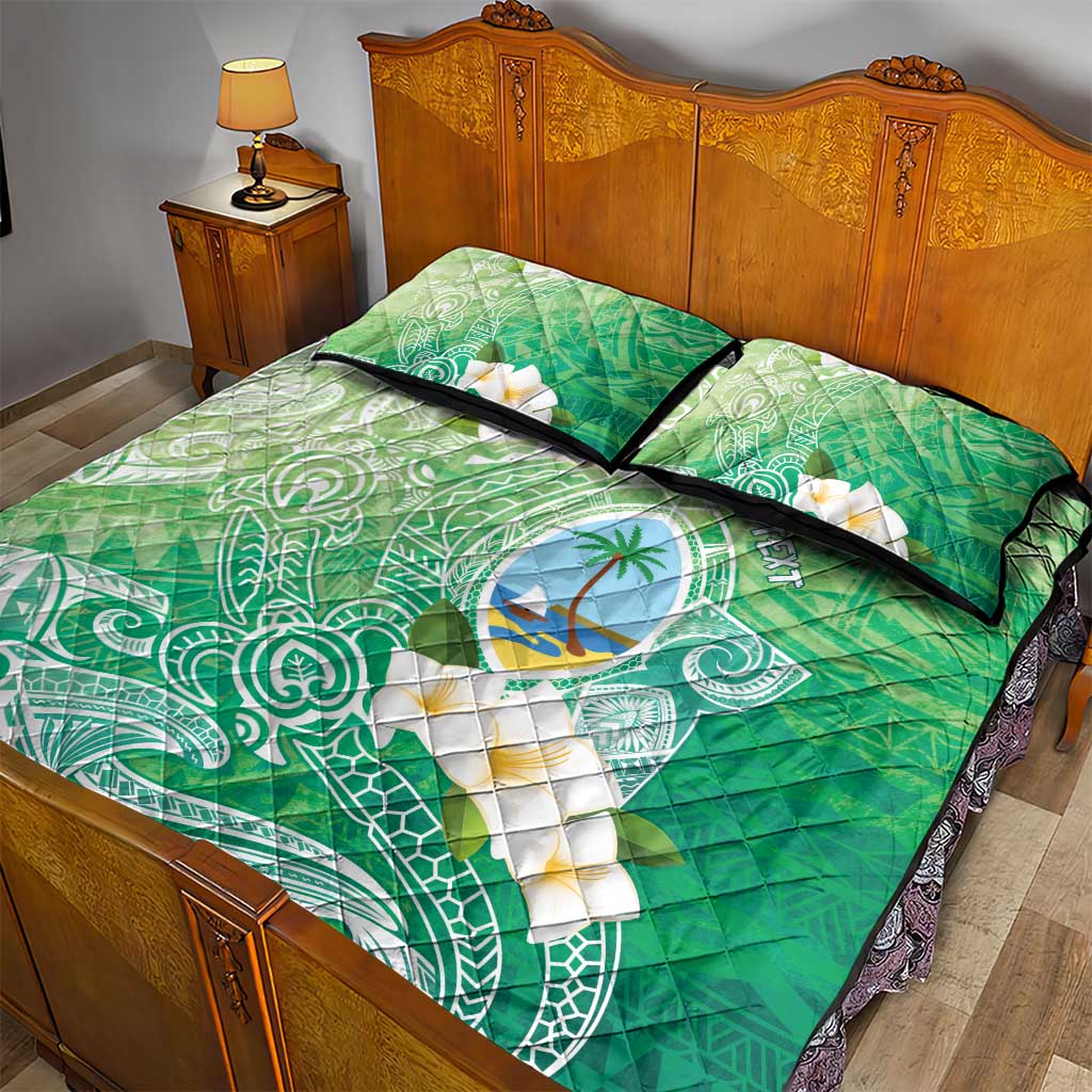 Hafa Adai Guam Chamorro Personalized Quilt Bed Set Summer Green Latte Stone with Guasali - Polynesian Pride