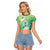 Hafa Adai Guam Chamorro Personalized Raglan Cropped T Shirt Summer Green Latte Stone with Guasali - Polynesian Pride