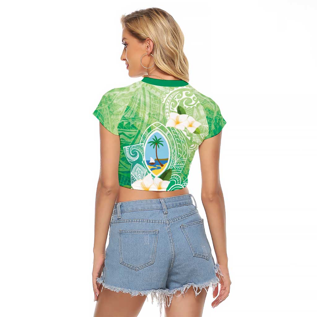 Hafa Adai Guam Chamorro Personalized Raglan Cropped T Shirt Summer Green Latte Stone with Guasali - Polynesian Pride