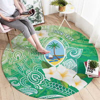 Hafa Adai Guam Chamorro Personalized Round Carpet Summer Green Latte Stone with Guasali - Polynesian Pride