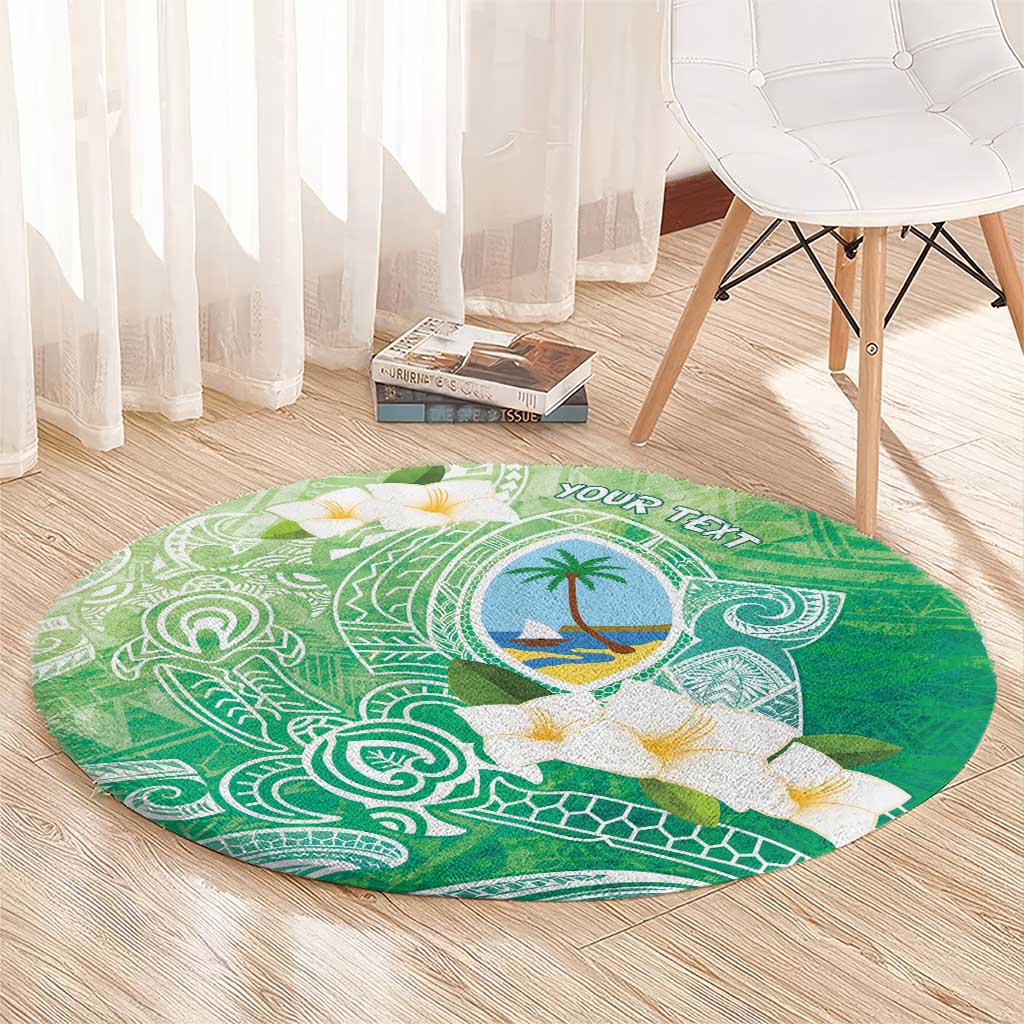 Hafa Adai Guam Chamorro Personalized Round Carpet Summer Green Latte Stone with Guasali - Polynesian Pride