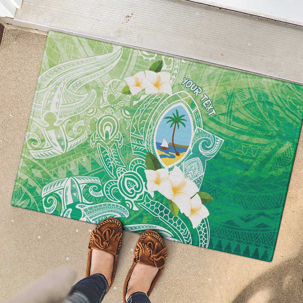 Hafa Adai Guam Chamorro Personalized Rubber Doormat Summer Green Latte Stone with Guasali - Polynesian Pride