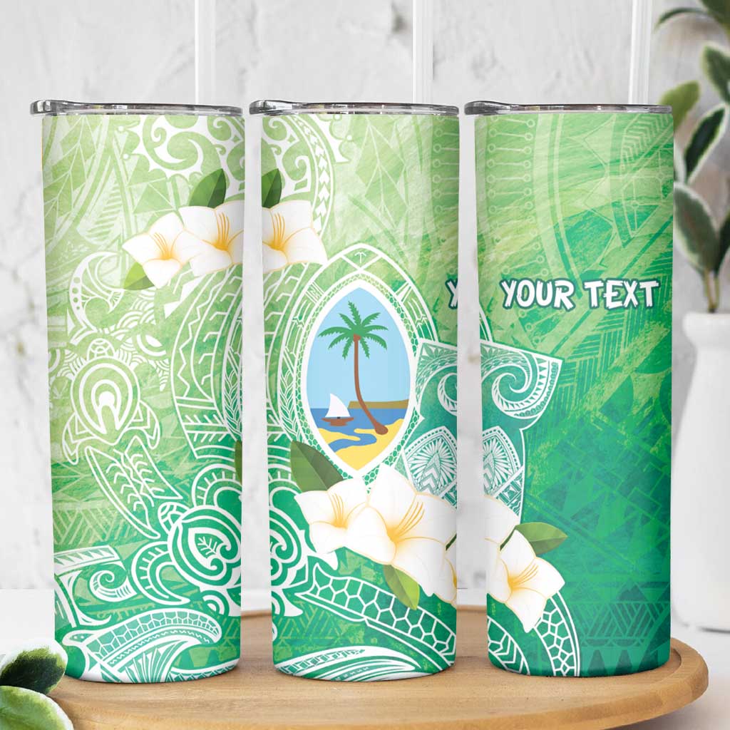 Hafa Adai Guam Chamorro Personalized Skinny Tumbler Summer Green Latte Stone with Guasali - Polynesian Pride
