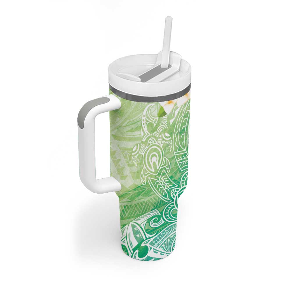 Hafa Adai Guam Chamorro Personalized Tumbler With Handle Summer Green Latte Stone with Guasali - Polynesian Pride