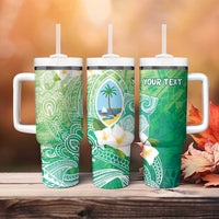 Hafa Adai Guam Chamorro Personalized Tumbler With Handle Summer Green Latte Stone with Guasali - Polynesian Pride