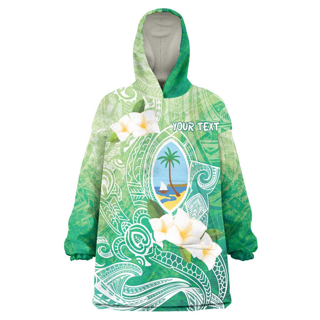 Hafa Adai Guam Chamorro Personalized Wearable Blanket Hoodie Summer Green Latte Stone with Guasali - Polynesian Pride