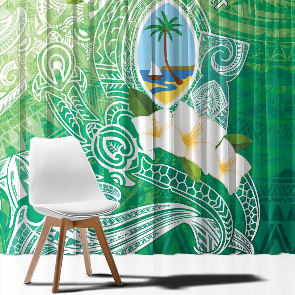 Hafa Adai Guam Chamorro Personalized Window Curtain Summer Green Latte Stone with Guasali - Polynesian Pride