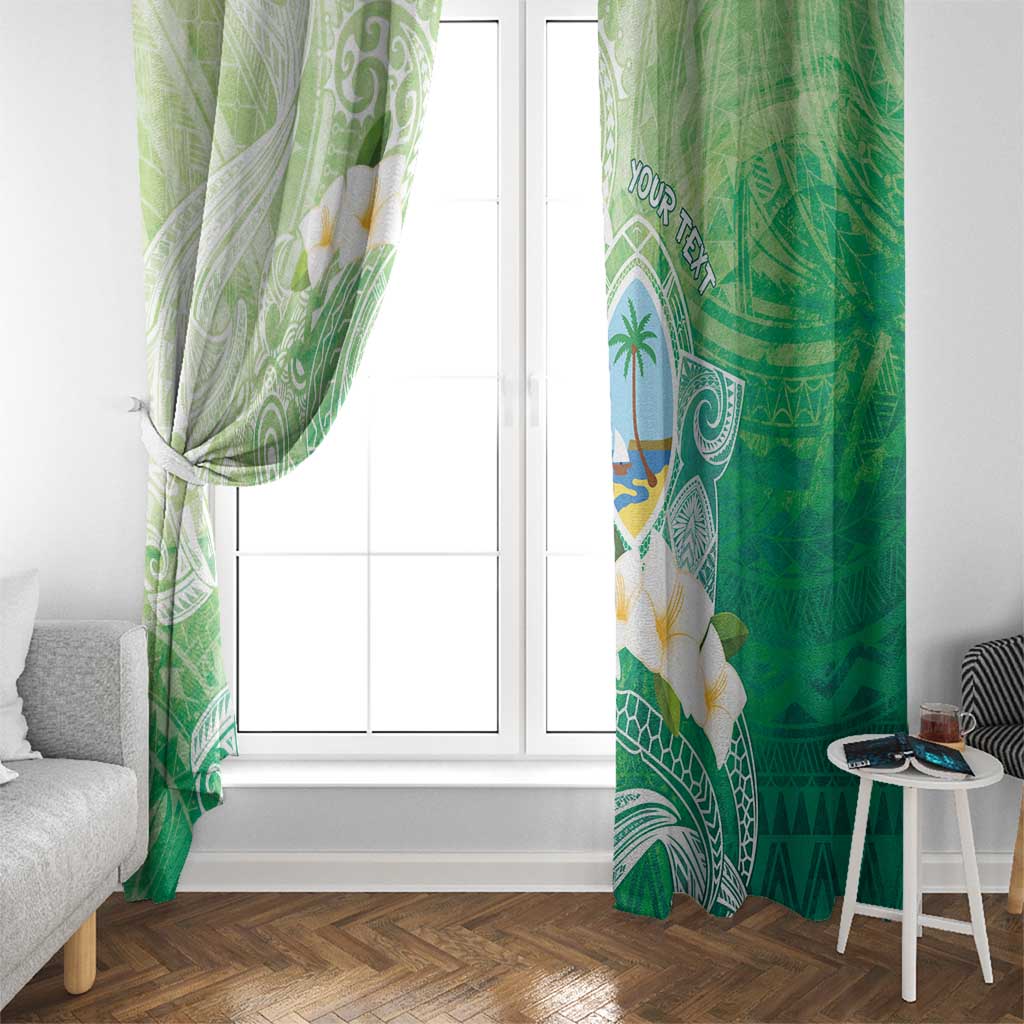 Hafa Adai Guam Chamorro Personalized Window Curtain Summer Green Latte Stone with Guasali - Polynesian Pride