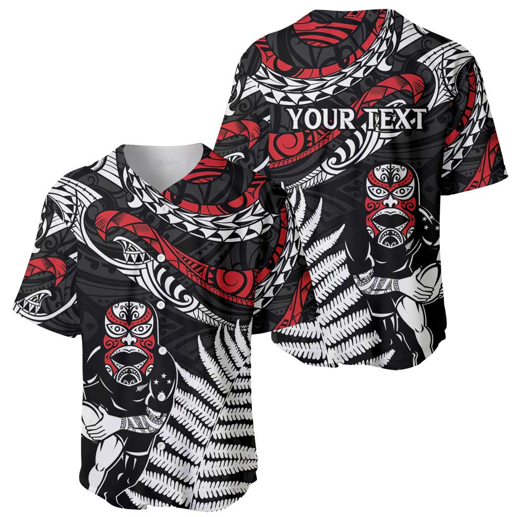 New Zealand Maori Rugby Personalised Baseball Jersey Ta Moko Silver Fern LT7 - Polynesian Pride