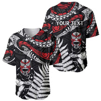 New Zealand Maori Rugby Personalised Baseball Jersey Ta Moko Silver Fern LT7 - Polynesian Pride
