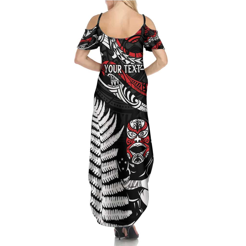 New Zealand Maori Rugby Personalised Family Matching Summer Maxi Dress and Hawaiian Shirt Ta Moko Silver Fern