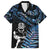 New Zealand Maori Rugby Personalised Family Matching Long Sleeve Bodycon Dress and Hawaiian Shirt Ta Moko Silver Fern - Paua Blue