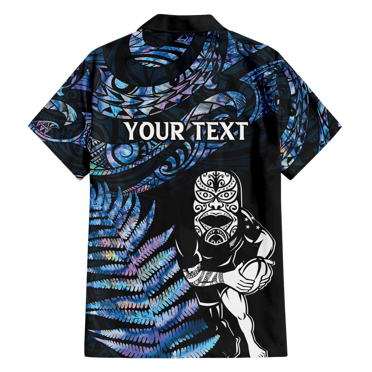 New Zealand Maori Rugby Personalised Family Matching Off The Shoulder Long Sleeve Dress and Hawaiian Shirt Ta Moko Silver Fern - Paua Blue