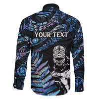 New Zealand Maori Rugby Personalised Family Matching Short Sleeve Bodycon Dress and Hawaiian Shirt Ta Moko Silver Fern - Paua Blue