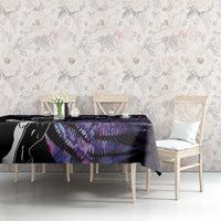New Zealand Maori Rugby Personalised Tablecloth Ta Moko Silver Fern - Paua Purple