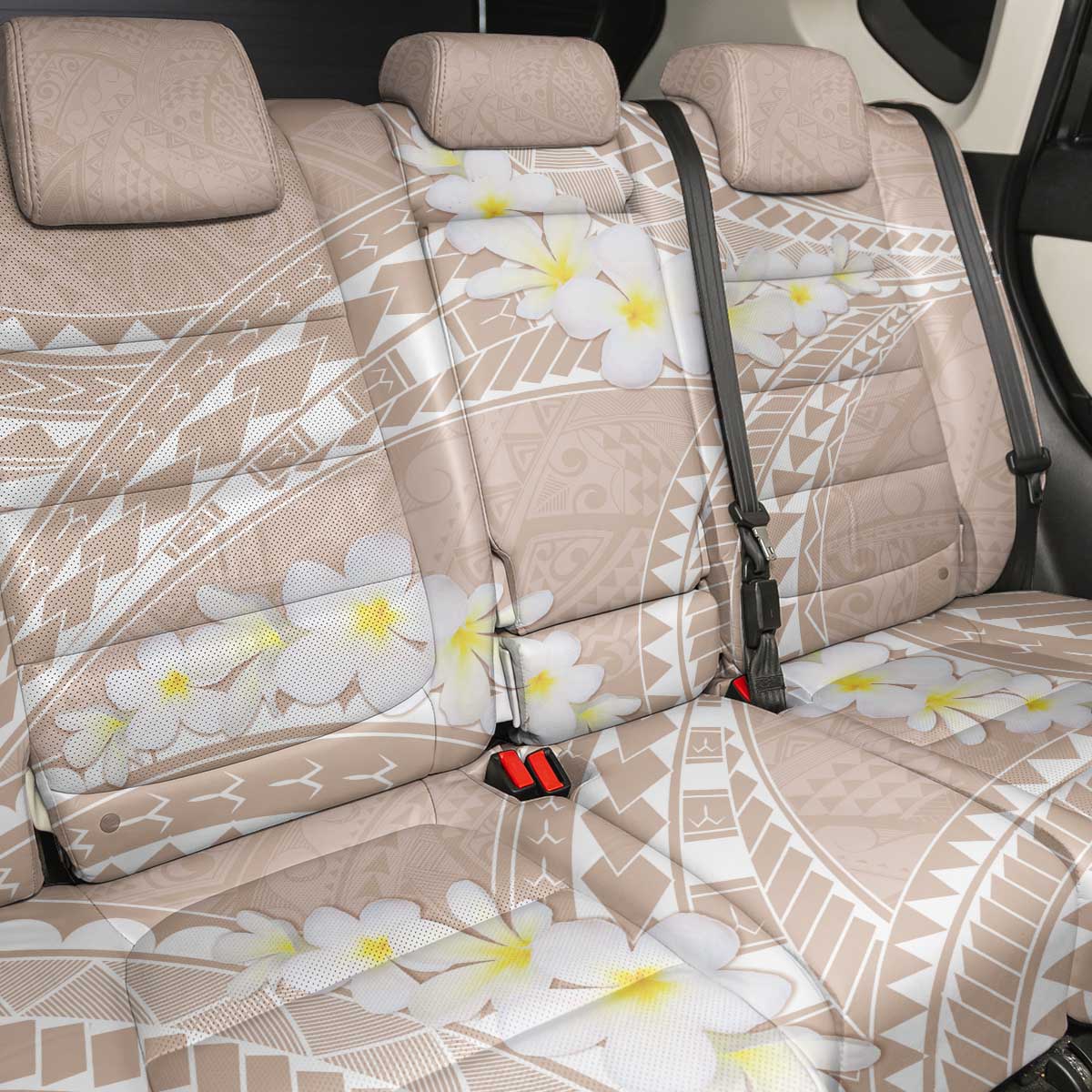 Polynesian Vintage Floral Back Car Seat Cover Beige Motifs LT7 - Polynesian Pride