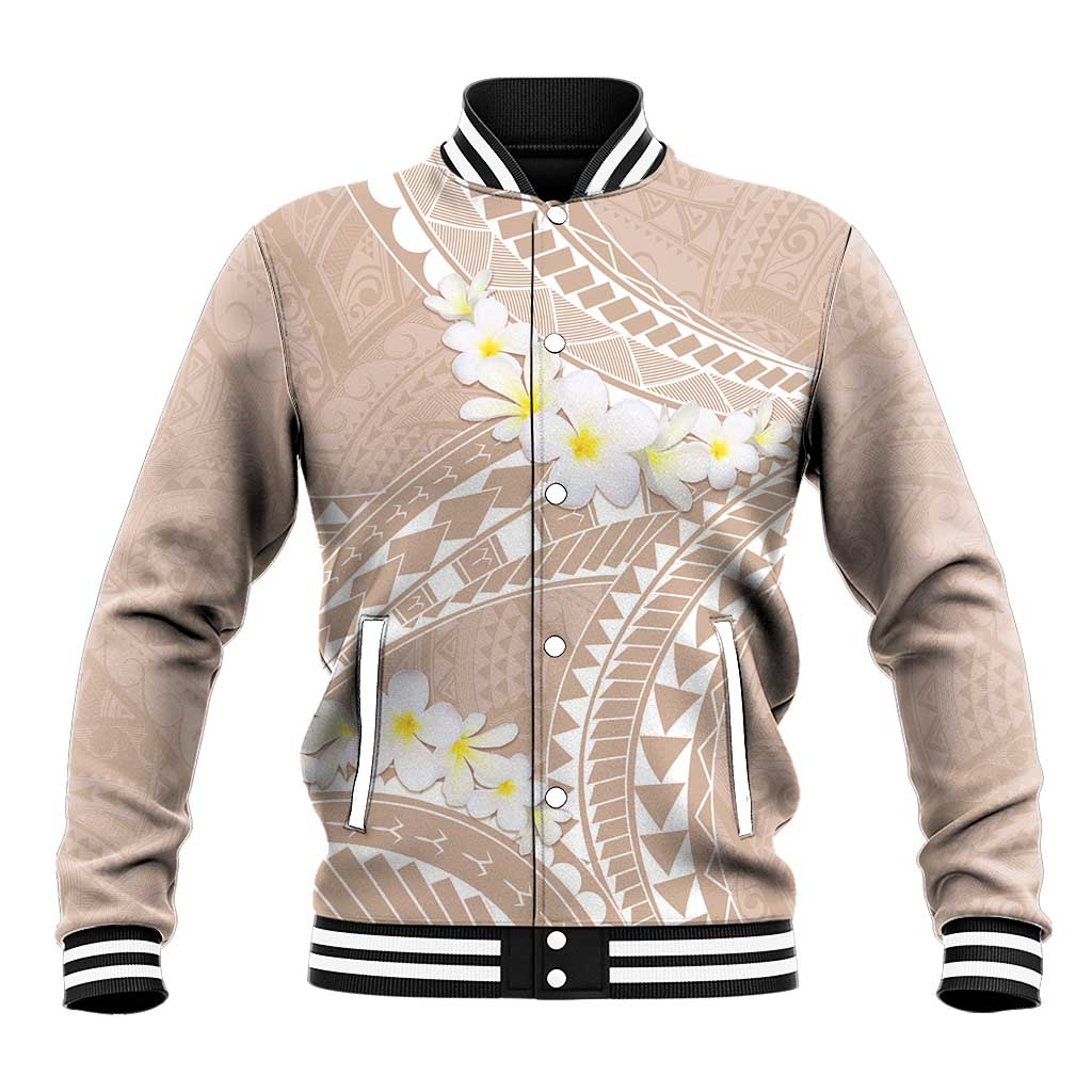 Polynesian Vintage Floral Baseball Jacket Beige Motifs - Polynesian Pride