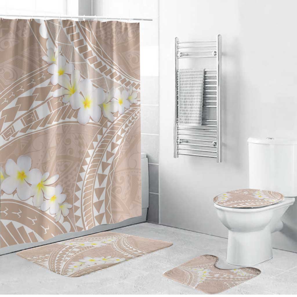 Polynesian Vintage Floral Bathroom Set Beige Motifs - Polynesian Pride