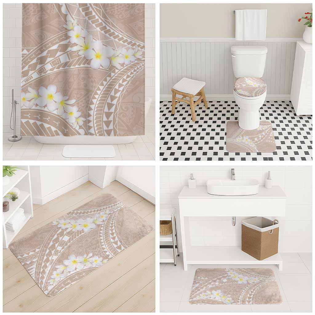 Polynesian Vintage Floral Bathroom Set Beige Motifs - Polynesian Pride