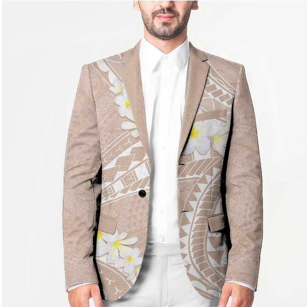 Polynesian Vintage Floral Blazer Beige Motifs - Polynesian Pride