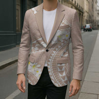 Polynesian Vintage Floral Blazer Beige Motifs - Polynesian Pride