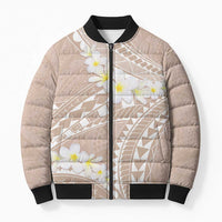 Polynesian Vintage Floral Bomber Puffer Jacket Beige Motifs - Polynesian Pride
