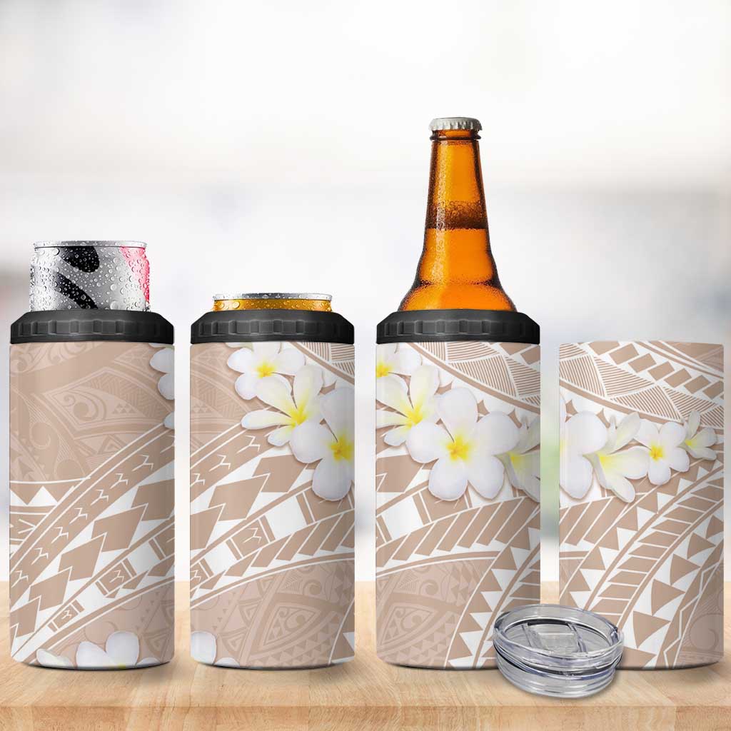 Polynesian Vintage Floral 4 in 1 Can Cooler Tumbler Beige Motifs - Polynesian Pride