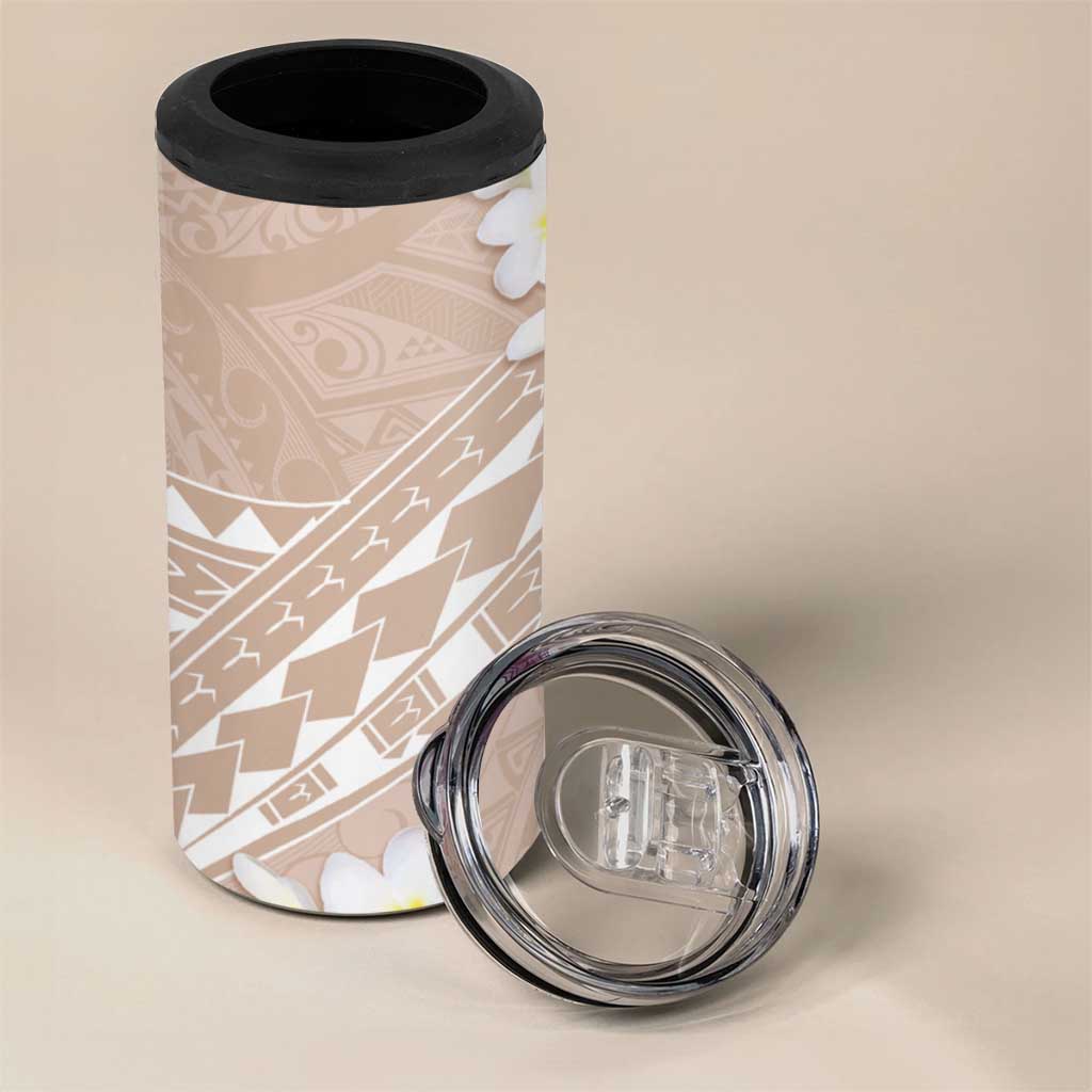 Polynesian Vintage Floral 4 in 1 Can Cooler Tumbler Beige Motifs - Polynesian Pride