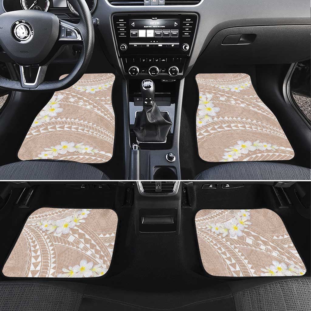 Polynesian Vintage Floral Car Mats Beige Motifs - Polynesian Pride
