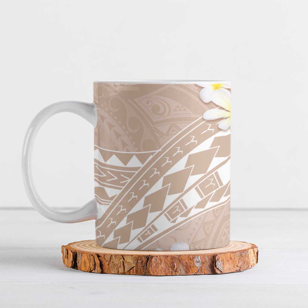 Polynesian Vintage Floral Ceramic Mug Beige Motifs - Polynesian Pride