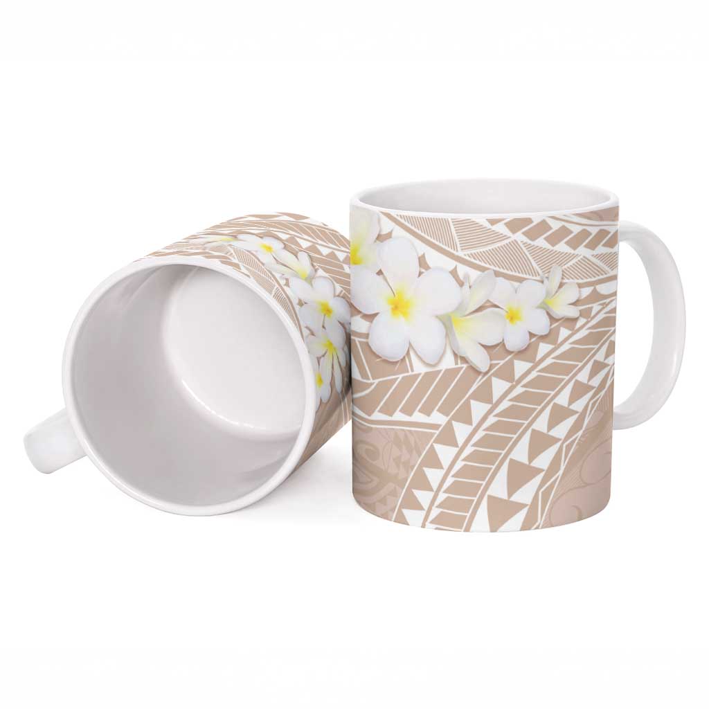 Polynesian Vintage Floral Ceramic Mug Beige Motifs - Polynesian Pride