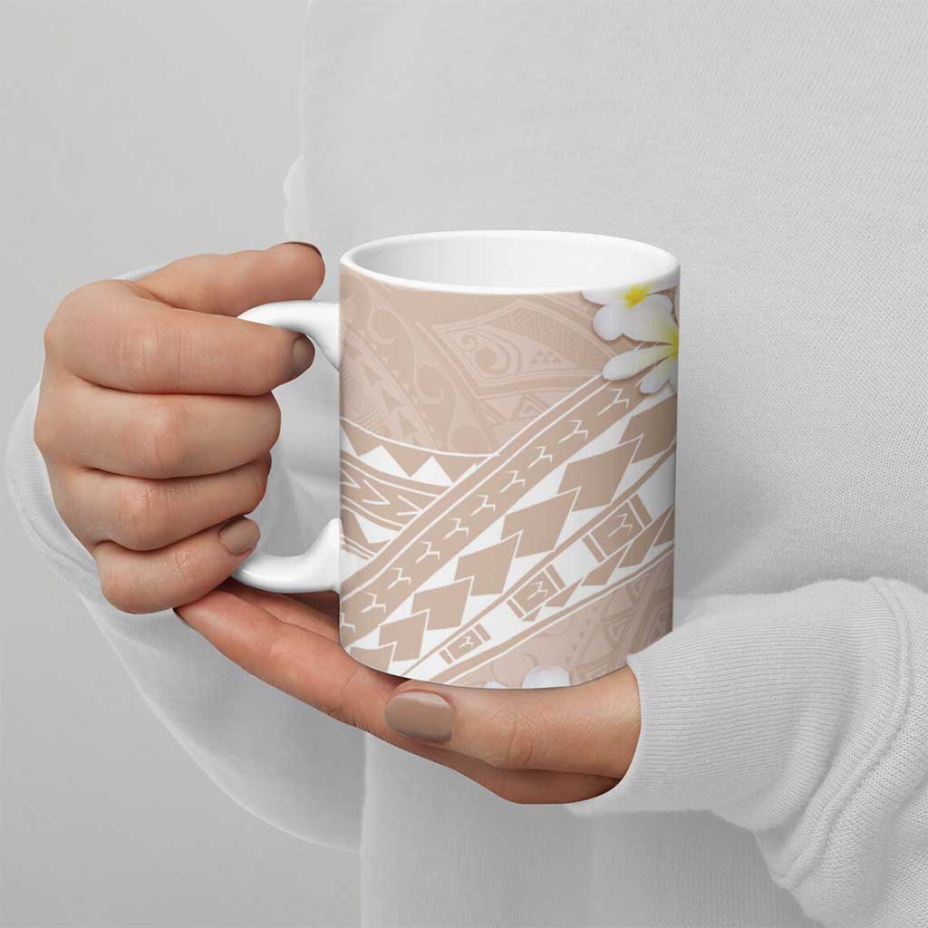 Polynesian Vintage Floral Ceramic Mug Beige Motifs - Polynesian Pride