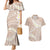 Polynesian Vintage Floral Couples Matching Mermaid Dress and Hawaiian Shirt Beige Motifs - Polynesian Pride