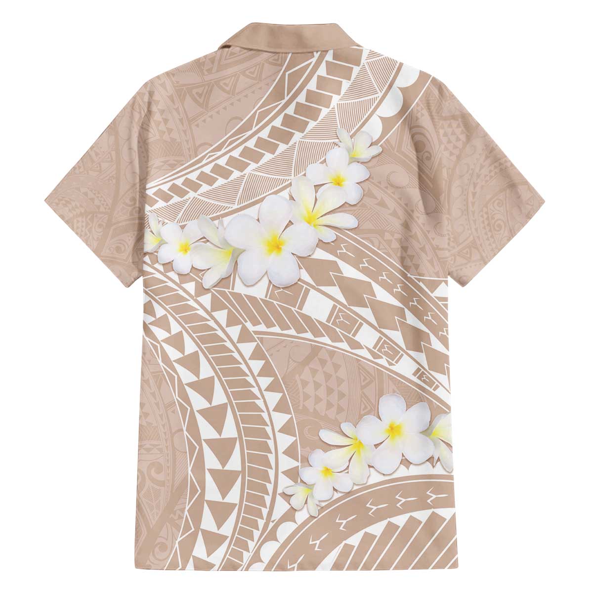 Polynesian Vintage Floral Family Matching Off The Shoulder Long Sleeve Dress and Hawaiian Shirt Beige Motifs - Polynesian Pride