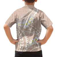Polynesian Vintage Floral Family Matching Short Sleeve Bodycon Dress and Hawaiian Shirt Beige Motifs - Polynesian Pride