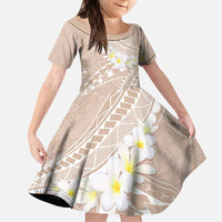 Polynesian Vintage Floral Family Matching Short Sleeve Bodycon Dress and Hawaiian Shirt Beige Motifs - Polynesian Pride
