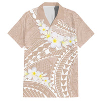 Polynesian Vintage Floral Family Matching Short Sleeve Bodycon Dress and Hawaiian Shirt Beige Motifs - Polynesian Pride
