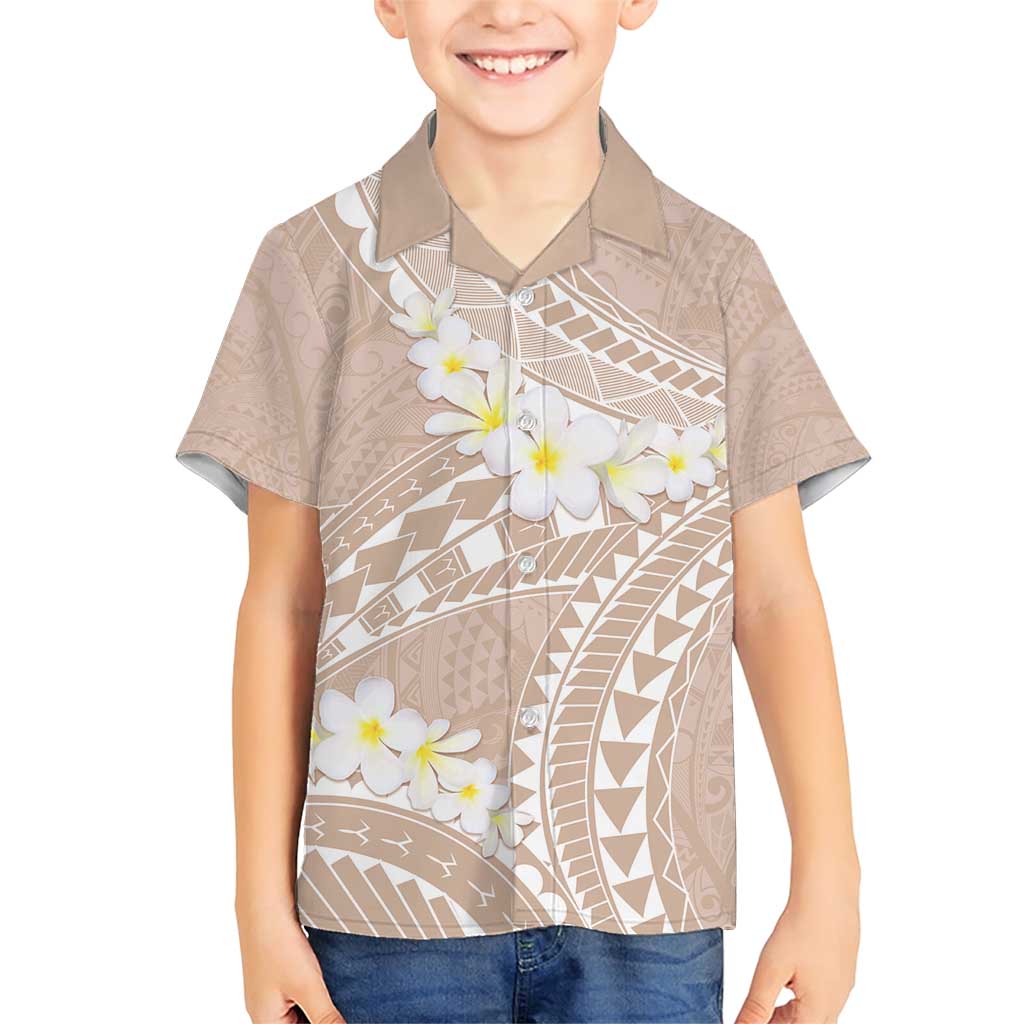 Polynesian Vintage Floral Family Matching Short Sleeve Bodycon Dress and Hawaiian Shirt Beige Motifs - Polynesian Pride