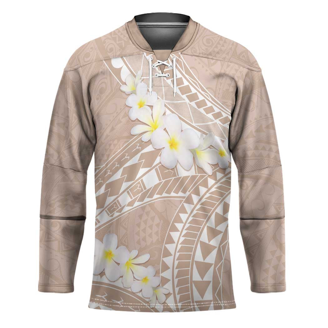 Polynesian Vintage Floral Hockey Jersey Beige Motifs - Polynesian Pride