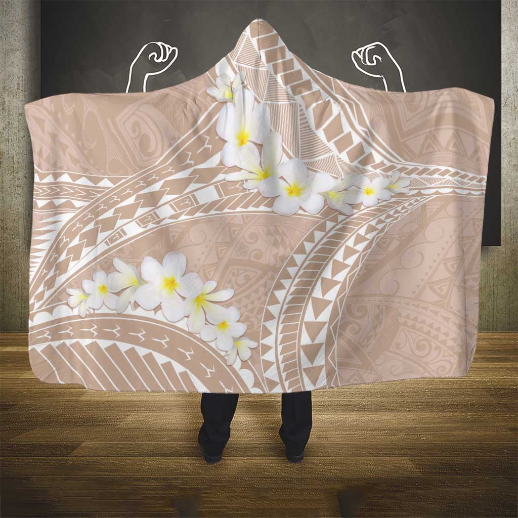 Polynesian Vintage Floral Hooded Blanket Beige Motifs - Polynesian Pride