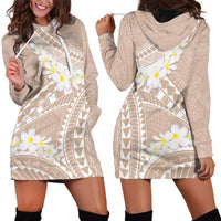 Polynesian Vintage Floral Hoodie Dress Beige Motifs LT7 - Polynesian Pride