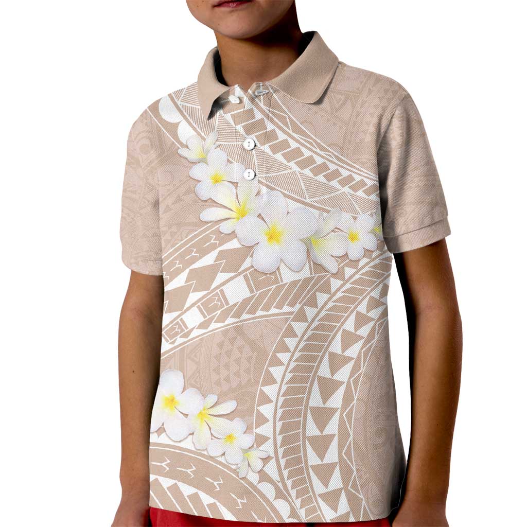 Polynesian Vintage Floral Kid Polo Shirt Beige Motifs LT7 Kid Beige - Polynesian Pride