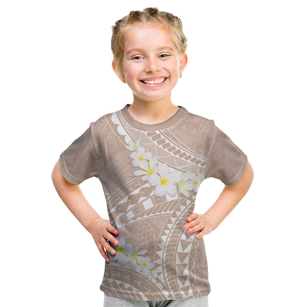 Polynesian Vintage Floral Kid T Shirt Beige Motifs LT7 Beige - Polynesian Pride