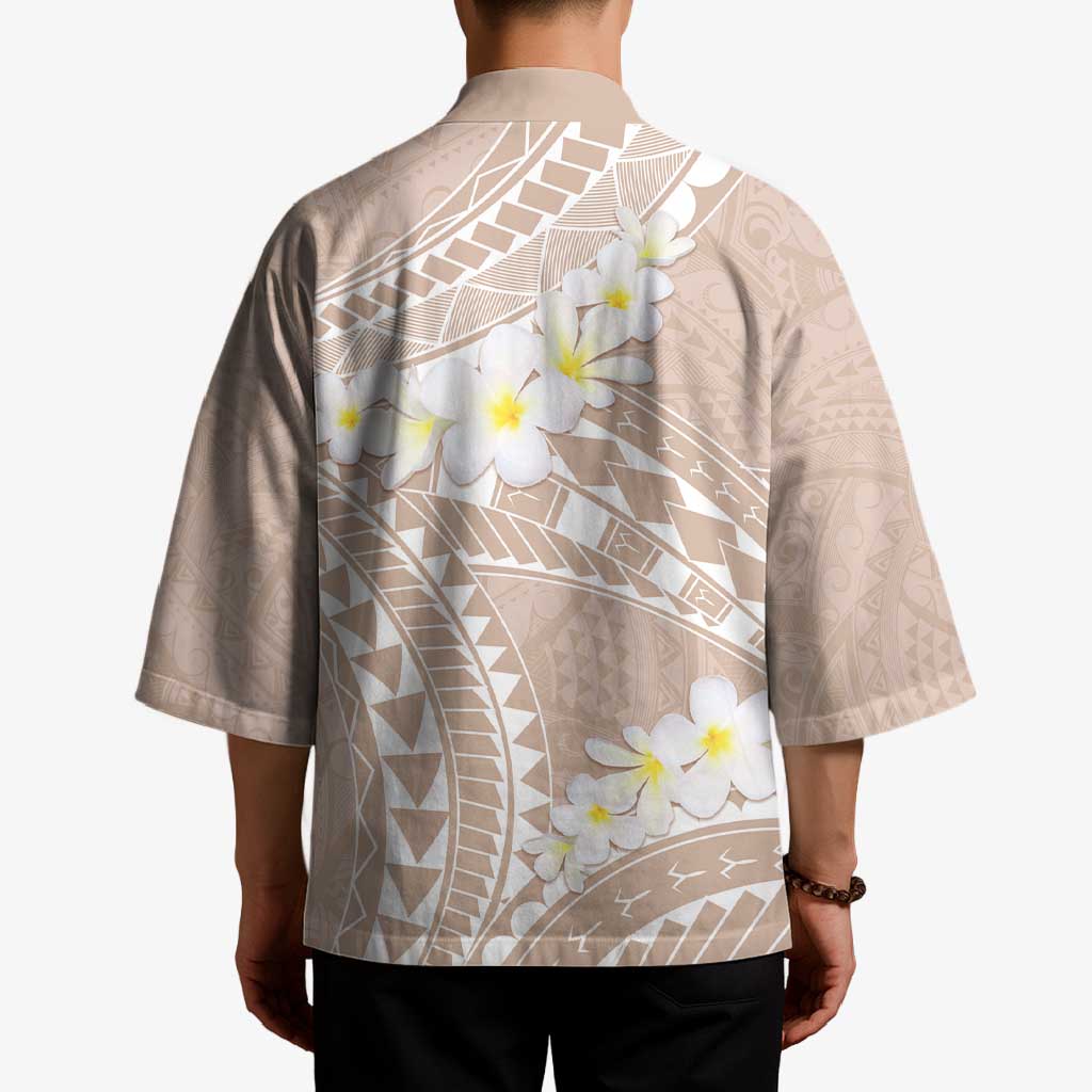 Polynesian Vintage Floral Kimono Beige Motifs - Polynesian Pride
