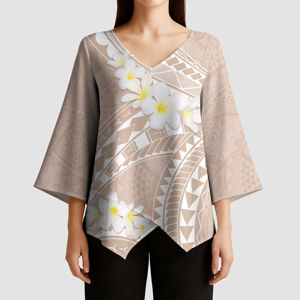 Polynesian Vintage Floral Kimono Sleeve Blouse Beige Motifs - Polynesian Pride