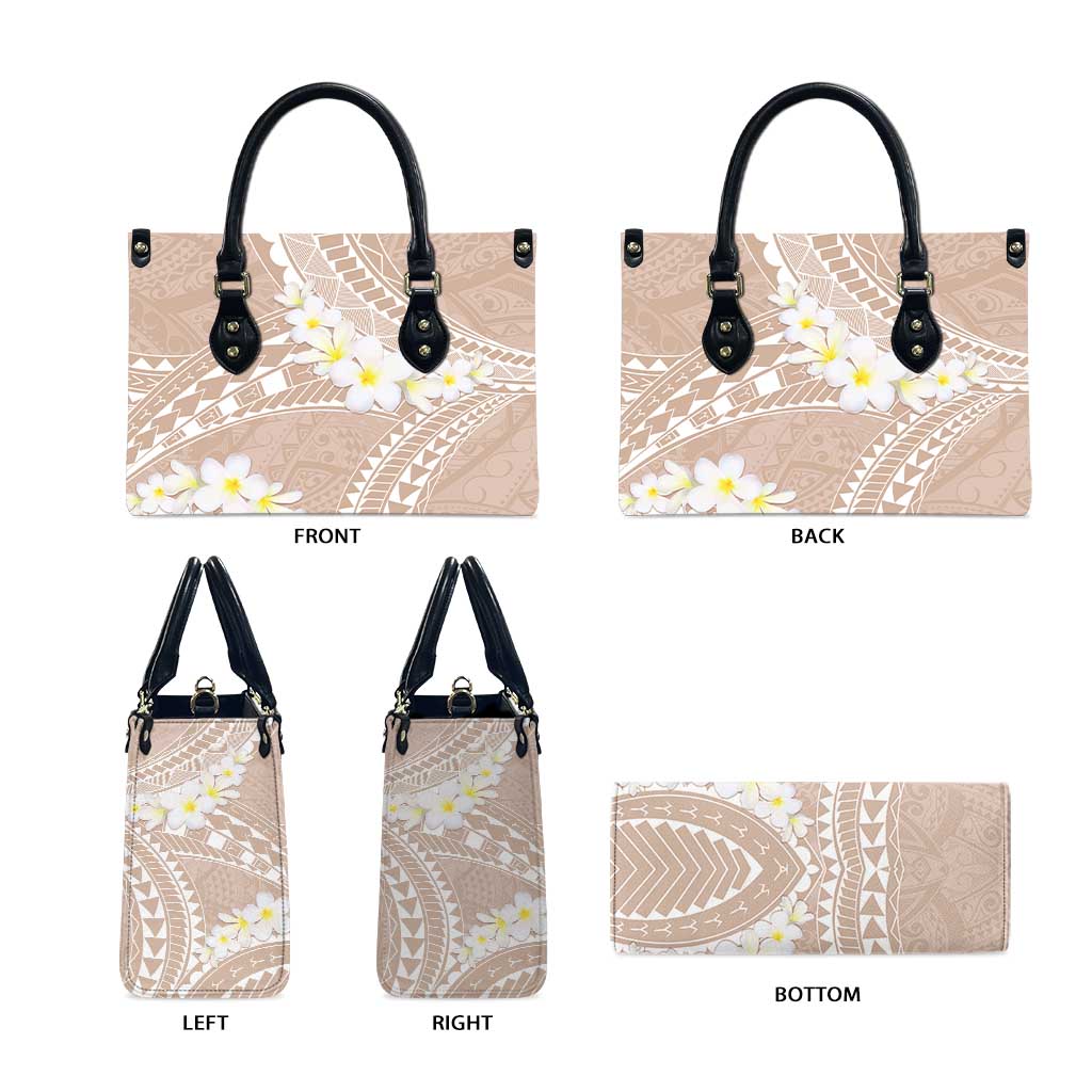 Polynesian Vintage Floral Leather Bag Beige Motifs - Polynesian Pride