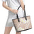 Polynesian Vintage Floral Leather Tote Bag Beige Motifs - Polynesian Pride