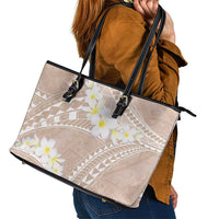Polynesian Vintage Floral Leather Tote Bag Beige Motifs LT7 - Polynesian Pride