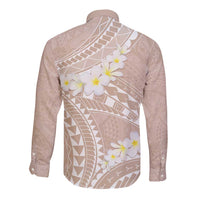 Polynesian Vintage Floral Long Sleeve Button Shirt Beige Motifs - Polynesian Pride