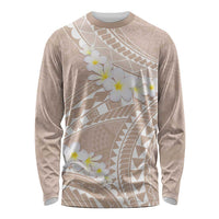Polynesian Vintage Floral Long Sleeve Shirt Beige Motifs - Polynesian Pride